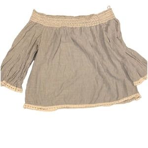 Girl Krazy Seersucker Off The Shoulder Smocked Top Size M